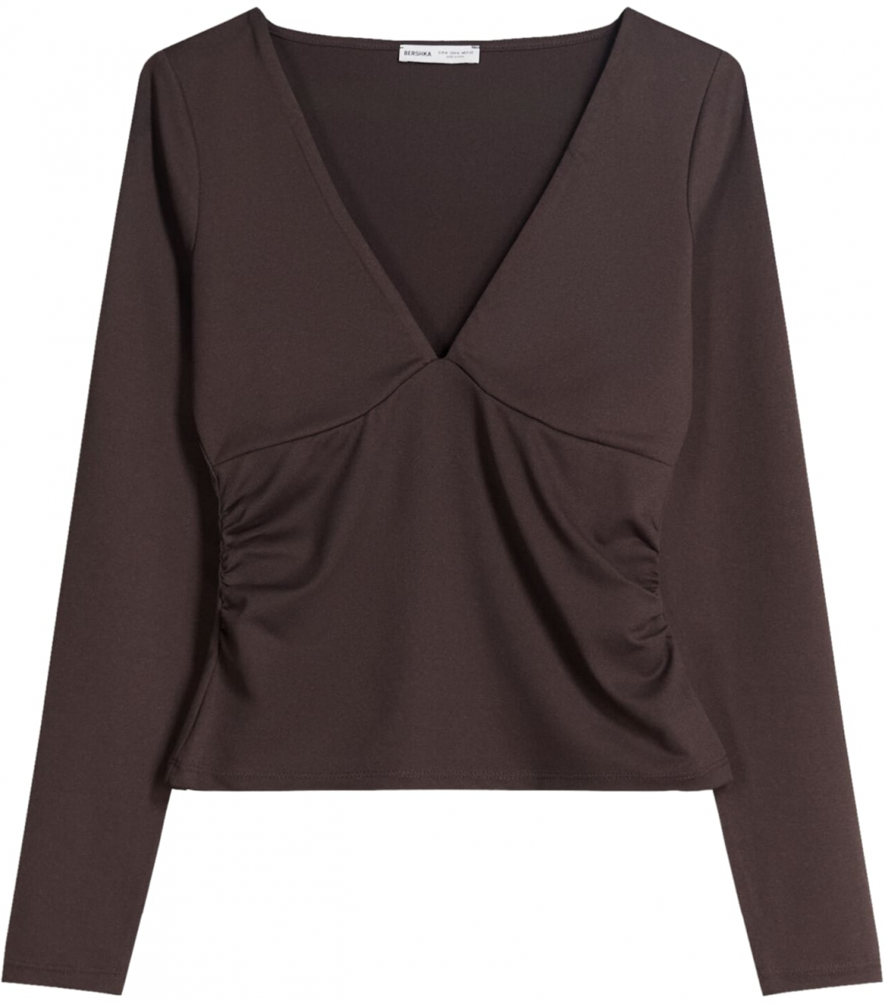 Bershka Tričko  čokoládová