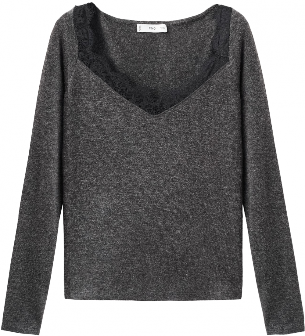 MANGO Tričko 'VERONI'  antracitová / čierna