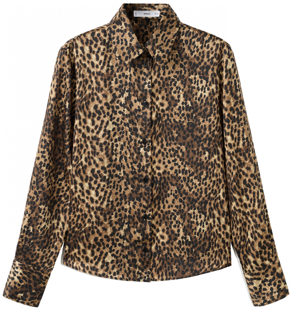 MANGO Blúzka 'PIEDRA'  svetlobéžová / hnedá / čierna