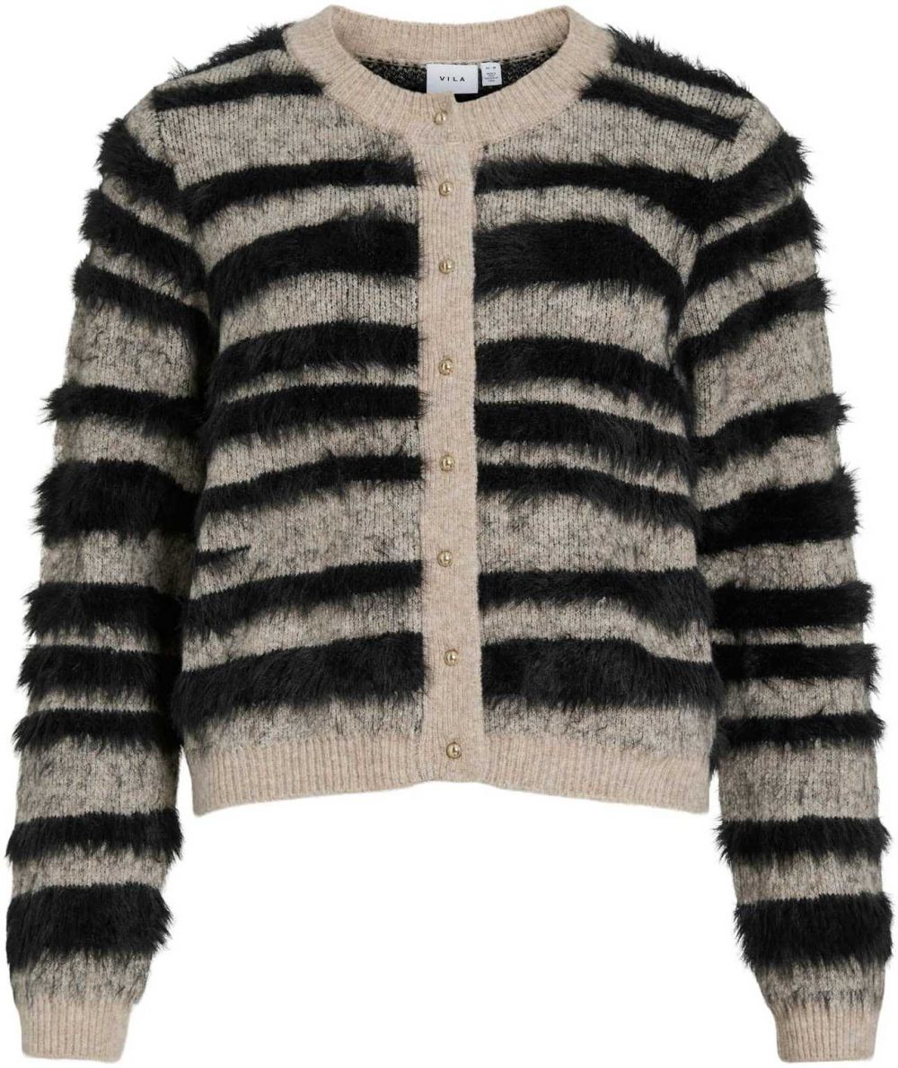 VILA Kardigán 'VIAlda'  béžová melírovaná / čierna