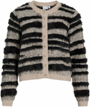 VILA Kardigán 'VIAlda'  béžová melírovaná / čierna