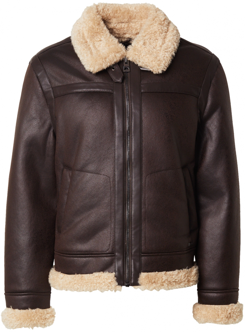 GUESS Zimná bunda  piesková / tmavohnedá