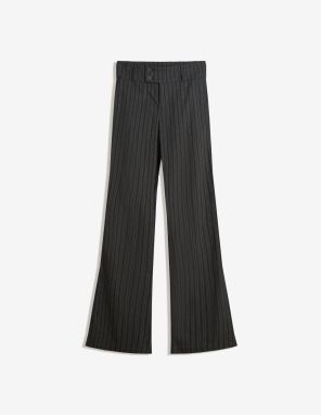 Bershka Nohavice  tmavosivá / prírodná biela