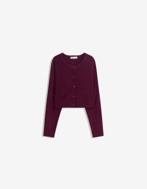 Bershka Kardigán  vínovo červená