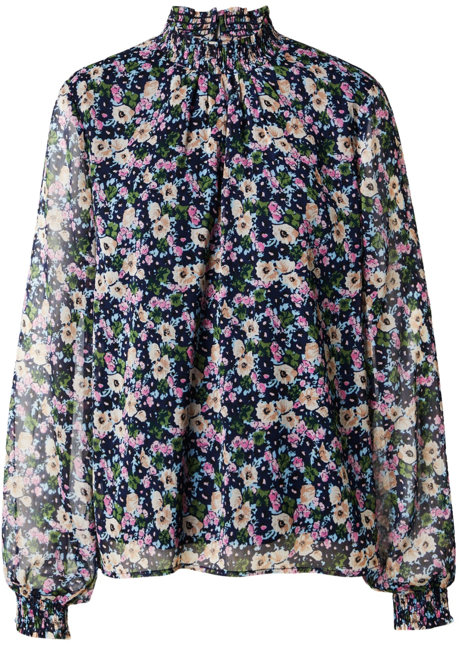 VILA Blúzka 'VIFALIA'  námornícka modrá / svetlomodrá / olivová / svetloružová