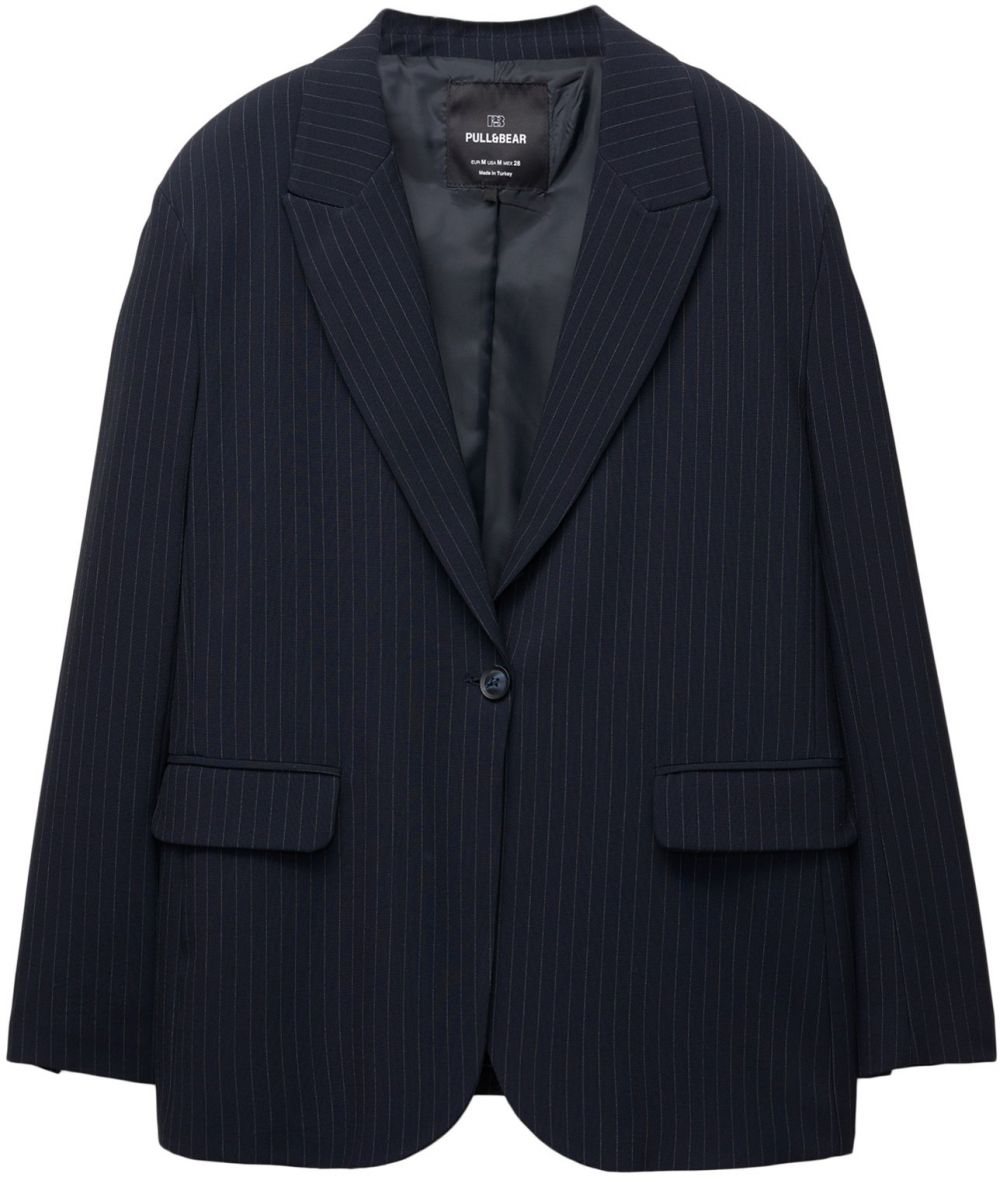 Pull&Bear Blejzer  námornícka modrá / biela