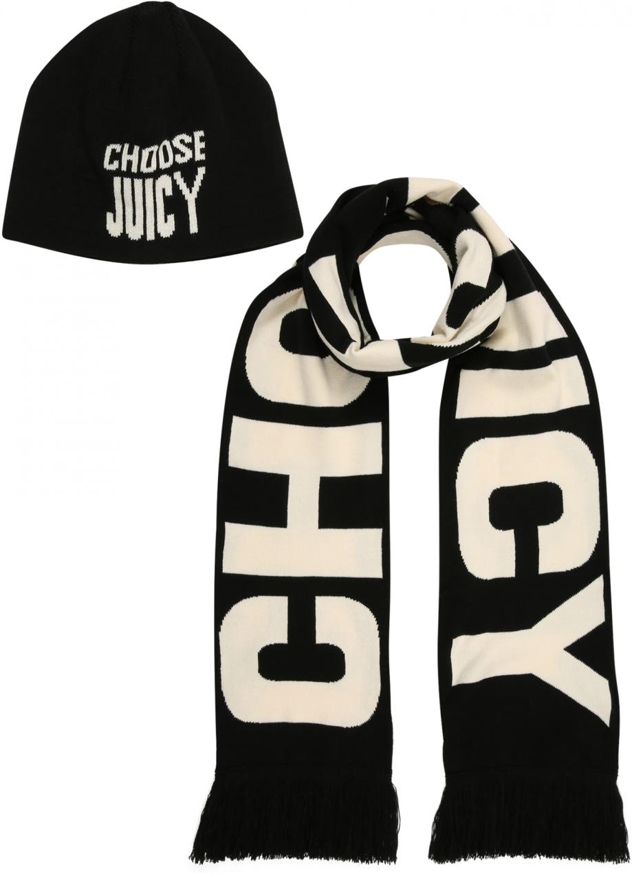 Juicy Couture Šál 'CHOOSE'  nebielená / čierna / biela
