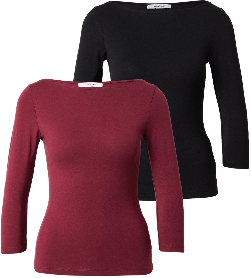 ABOUT YOU Tričko 'Hedda'  bordová / čierna