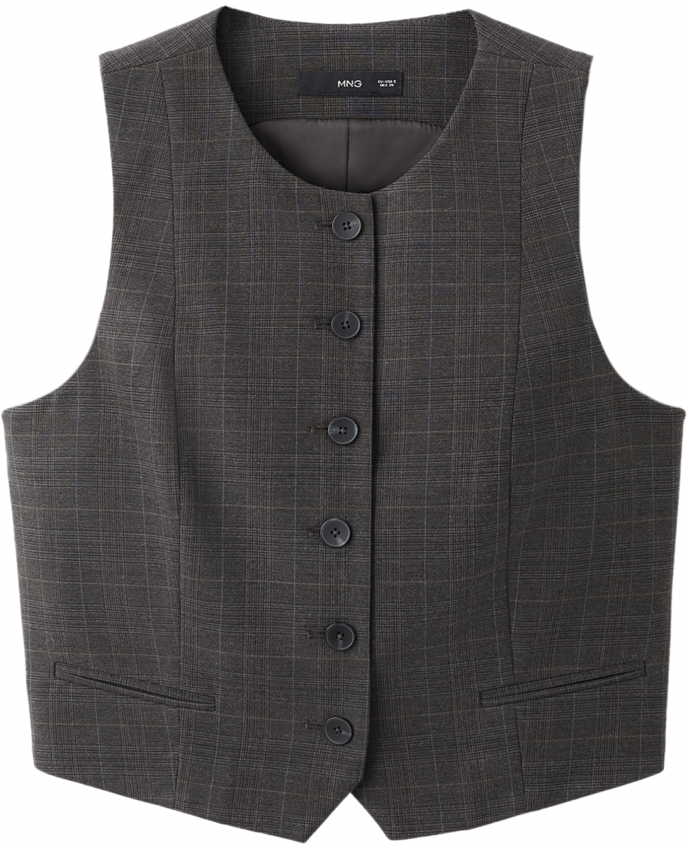 MANGO Vesta k obleku 'Stuard'  modrá / hnedá / sivá melírovaná