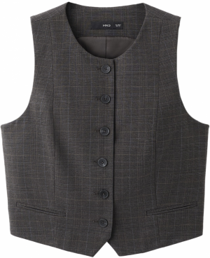 MANGO Vesta k obleku 'Stuard'  modrá / hnedá / sivá melírovaná