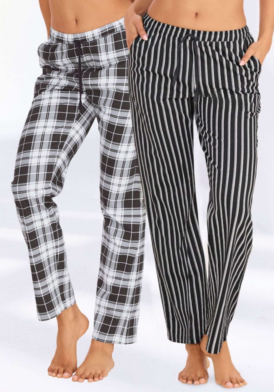 VIVANCE Pyžamové nohavice  sivá / čierna / biela
