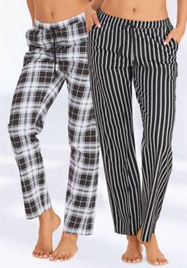 VIVANCE Pyžamové nohavice  sivá / čierna / biela