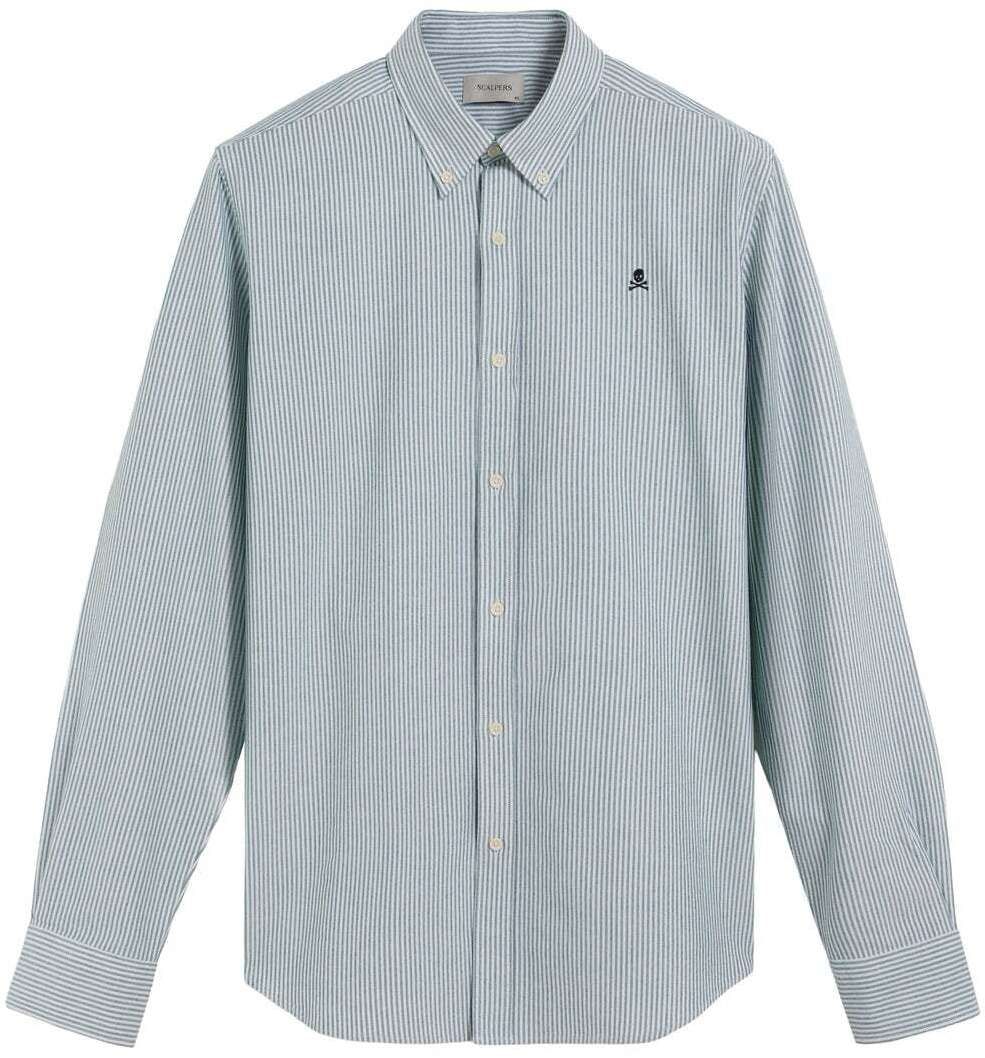 Scalpers Košeľa 'New Oxford'  zelená / biela