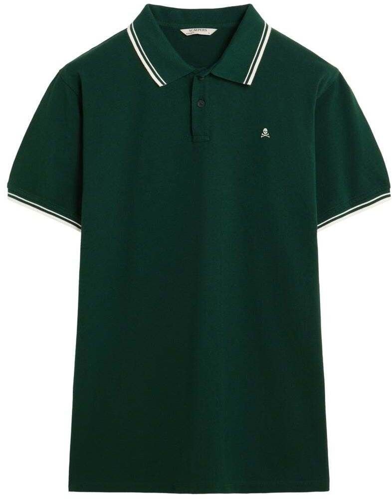 Scalpers Tričko 'Sportif'  tmavozelená / biela