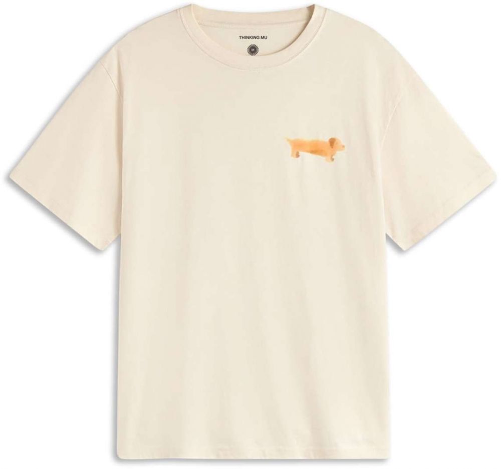 Thinking MU Tričko 'Perro Salchicha'  krémová / hnedá