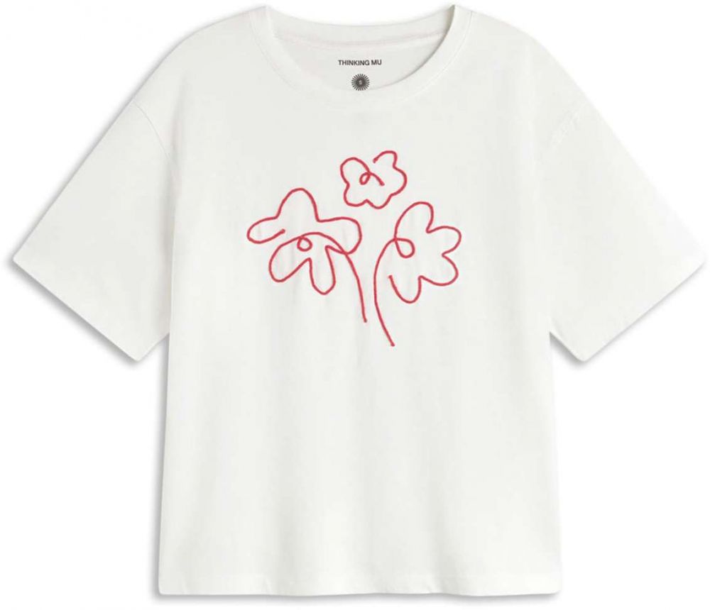 Thinking MU Tričko 'Lucia'  krémová / červená