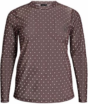 Zizzi Blúzka 'ELEAH'  hnedá / prírodná biela