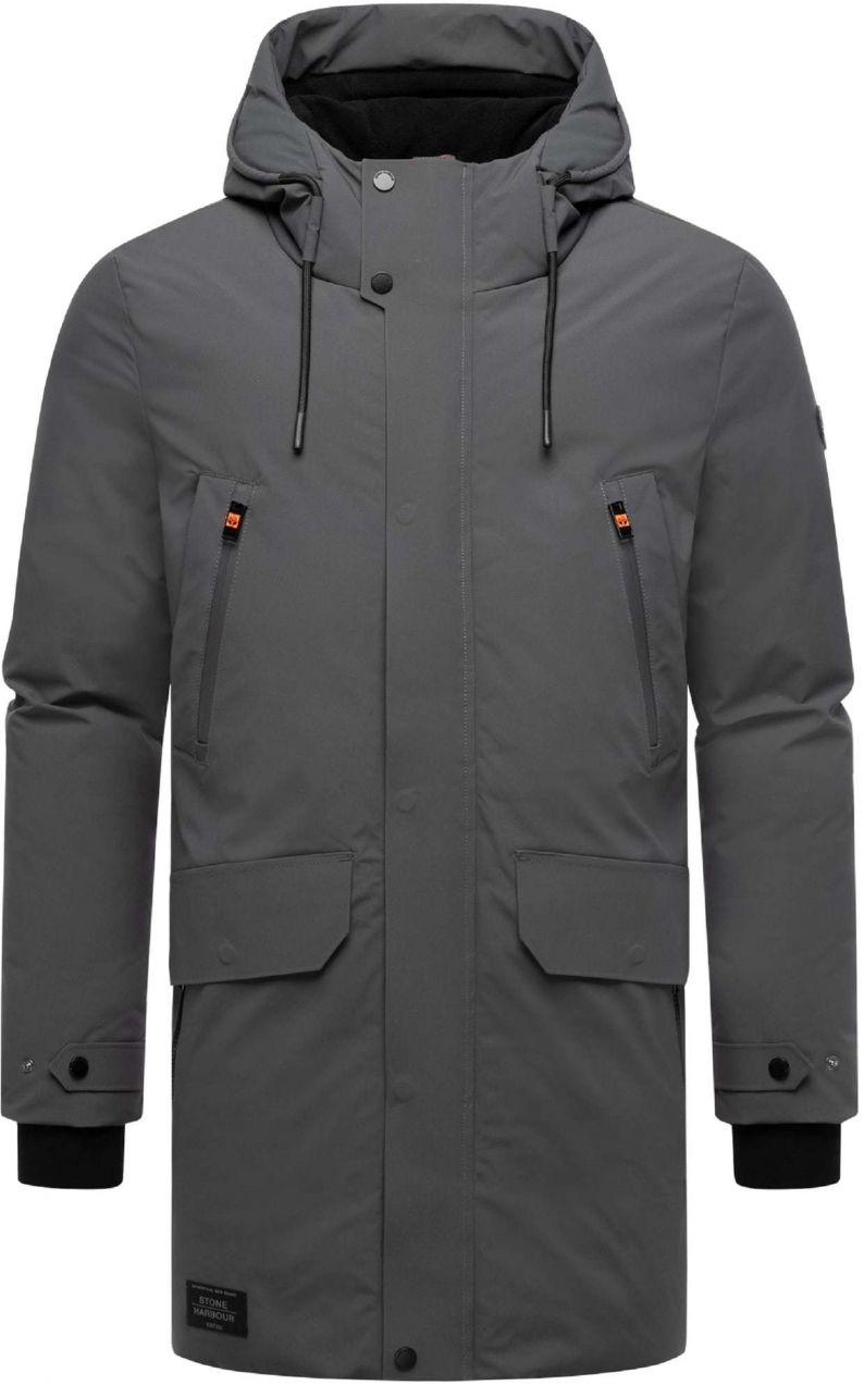 STONE HARBOUR Zimný kabát 'Kitraan XX'  tmavosivá / oranžová
