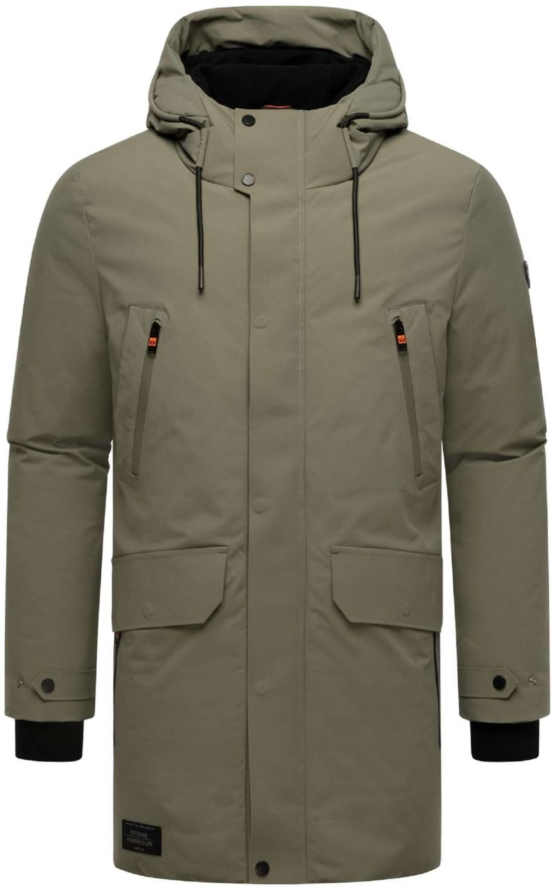 STONE HARBOUR Zimný kabát 'Kitraan'  olivová / čierna
