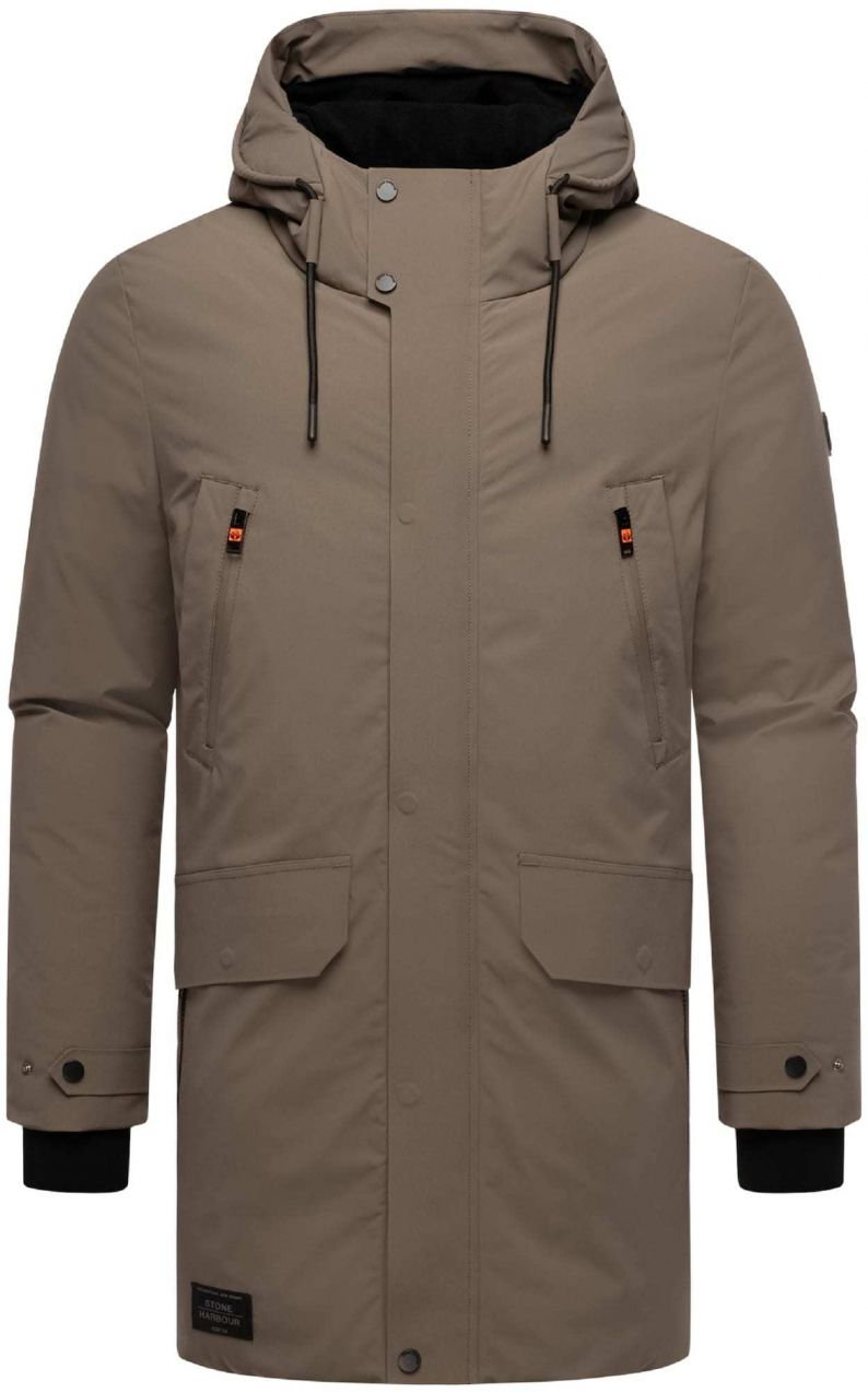 STONE HARBOUR Zimný kabát 'Kitraan'  svetlohnedá / čierna