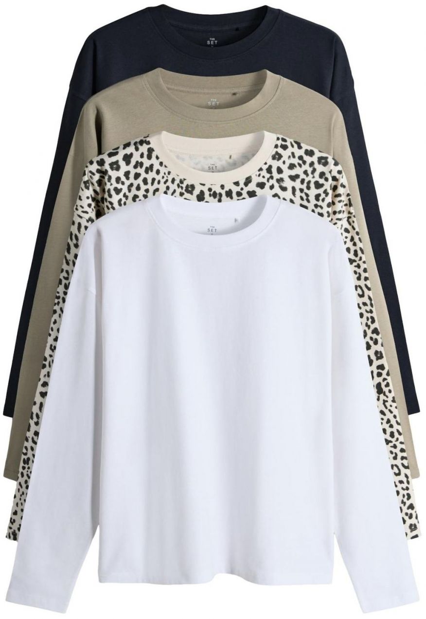 The Set Tričko  krémová / tmavobéžová / čierna / biela