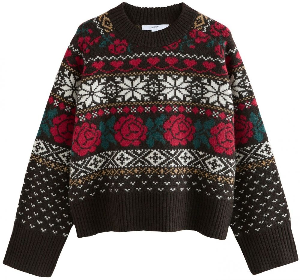 Next Sveter  čokoládová / tmavozelená / červená / biela