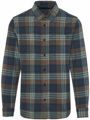 Funky Buddha Košeľa  tmavomodrá / hnedá / petrolejová