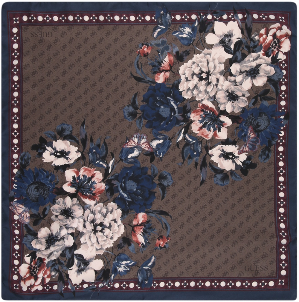 GUESS Šatka 'FOULARD 53X53'  tmavomodrá / čokoládová / púdrová / čerešňová