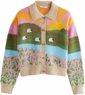 Next Kardigán  béžová / svetlomodrá / zlatá žltá / zelená