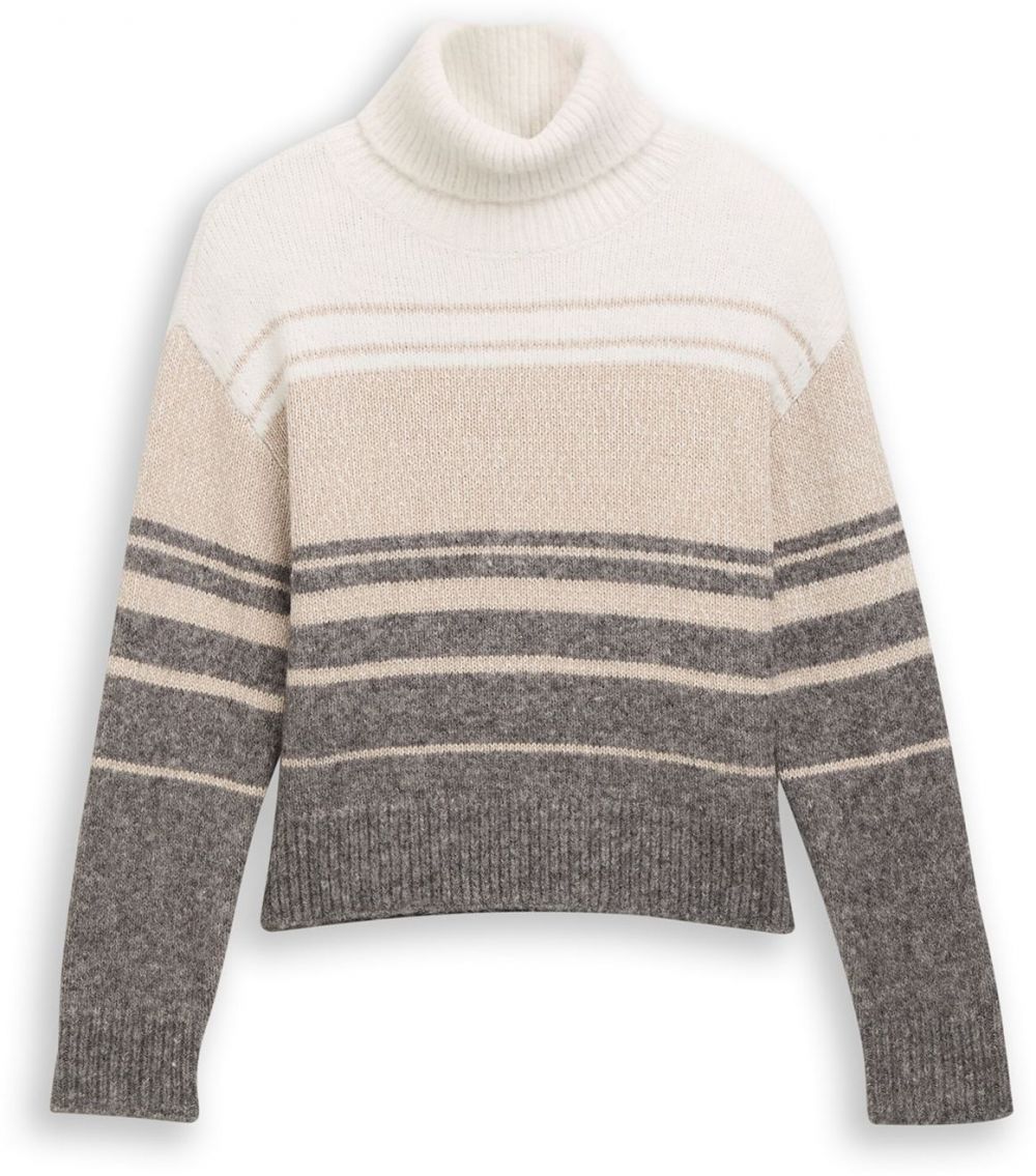 TOM TAILOR DENIM Sveter  béžová / nebielená / sivá melírovaná