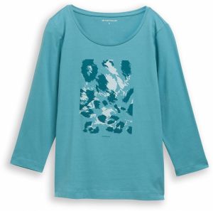 TOM TAILOR Tričko  svetlosivá / petrolejová / smaragdová