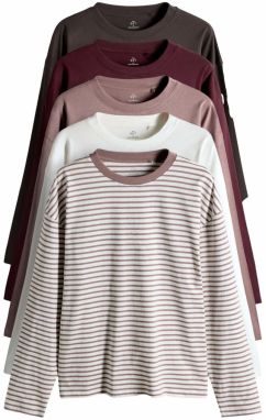 The Set Tričko  tmavohnedá / farba lesného ovocia / staroružová / biela