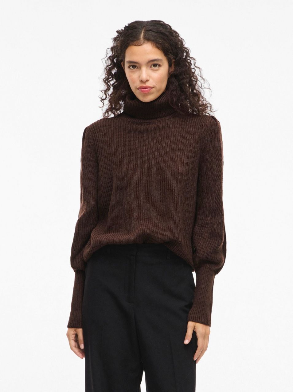 VILA Sveter 'LOU'  tmavohnedá
