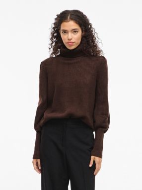 VILA Sveter 'LOU'  tmavohnedá