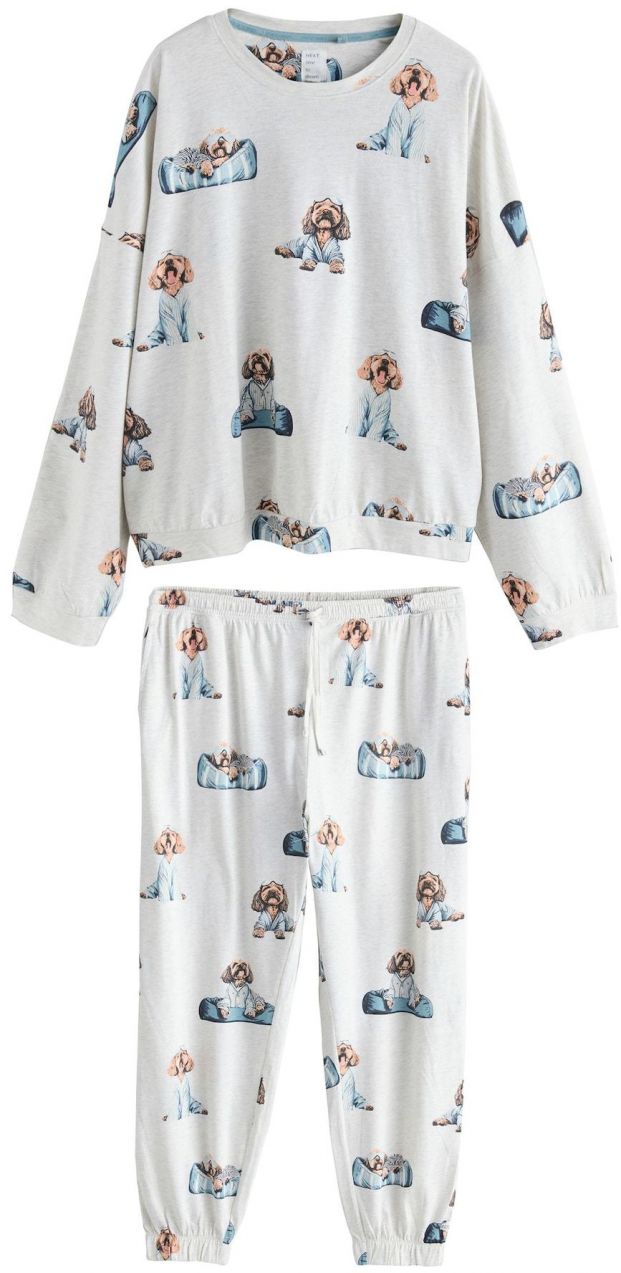 Next Pyžamo  námornícka modrá / svetlomodrá / kapučíno / svetlosivá