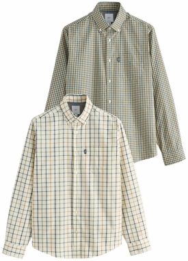 Next Košeľa  béžová / tmavomodrá / zelená / biela