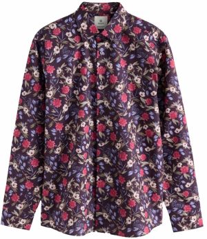 Next Košeľa  tmavomodrá / olivová / farba lesného ovocia / černicová