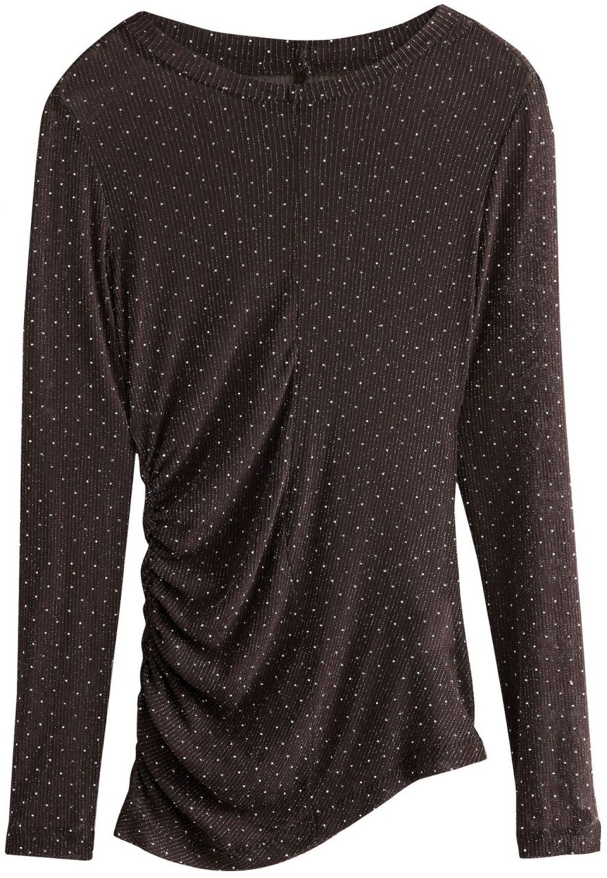 Next Tričko  čokoládová / strieborná / priehľadná