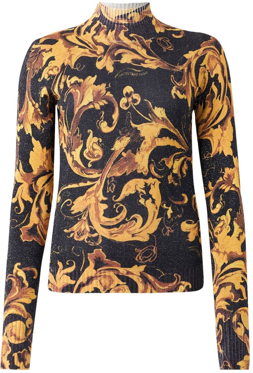 Versace Jeans Couture Sveter 'BAROCCO PORCELAIN'  hnedá / pueblo / čierna