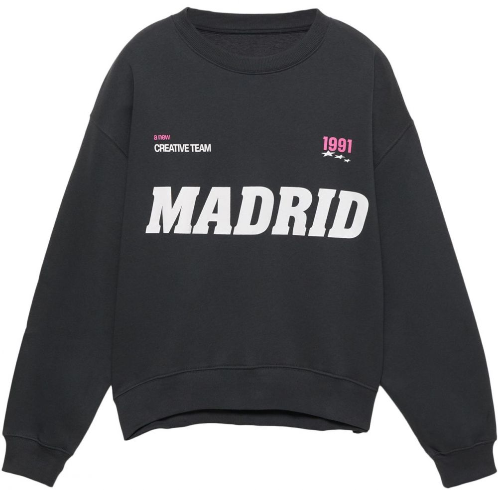 Pull&Bear Mikina 'MADRID'  antracitová / brusnicová / biela