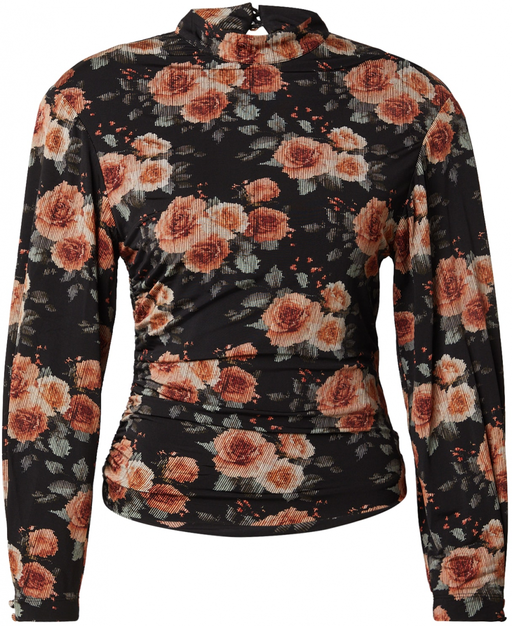 IRO Blúzka 'LORYA'  kaki / oranžová / svetlooranžová / čierna