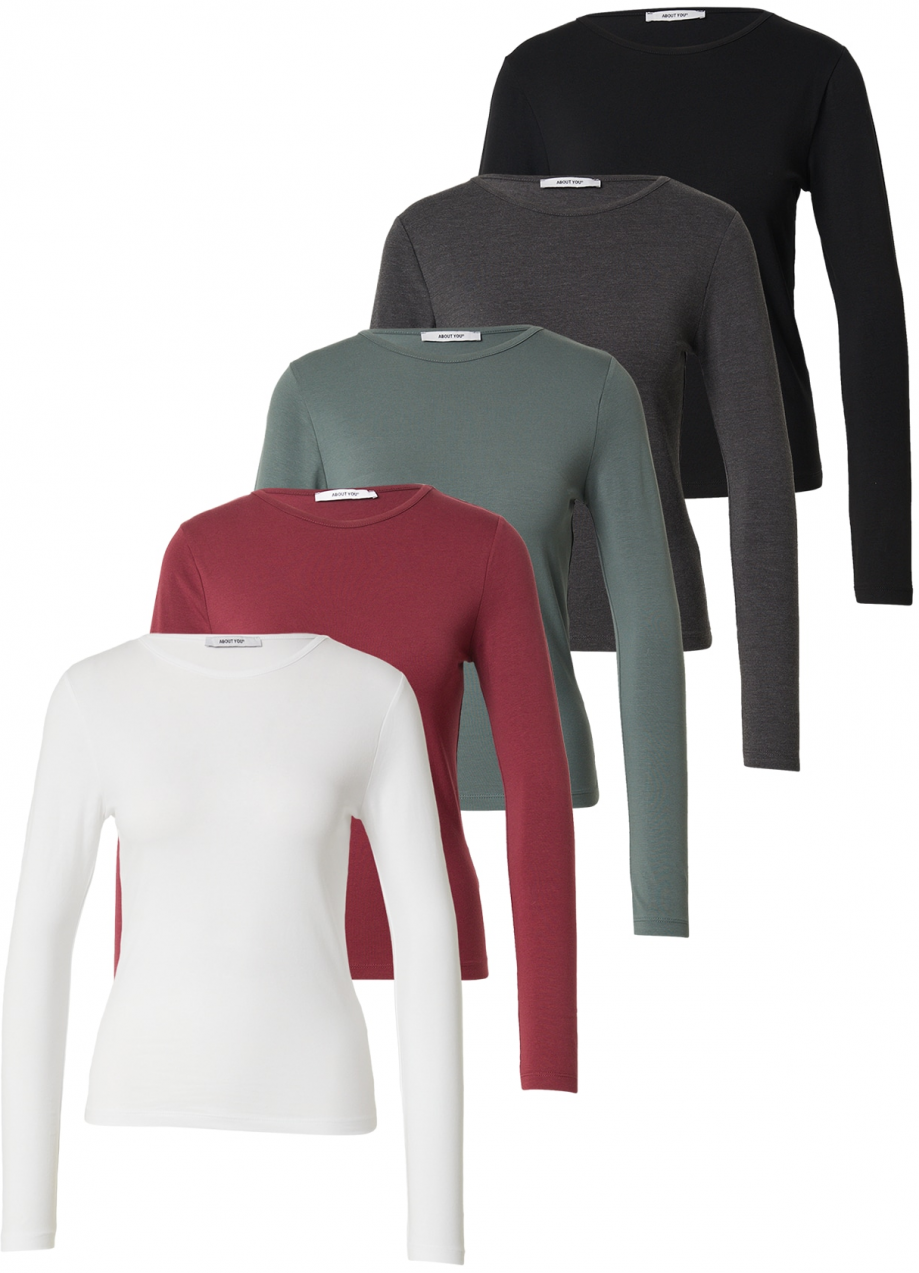 ABOUT YOU Tričko 'Laurina'  svetlozelená / tmavozelená / bordová / čierna / biela