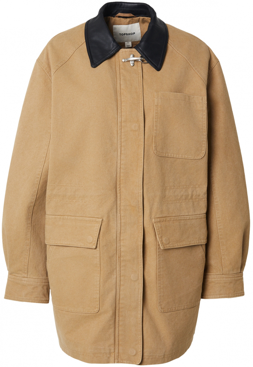 TOPSHOP Prechodná bunda 'POSIE'  farba ťavej srsti / čierna