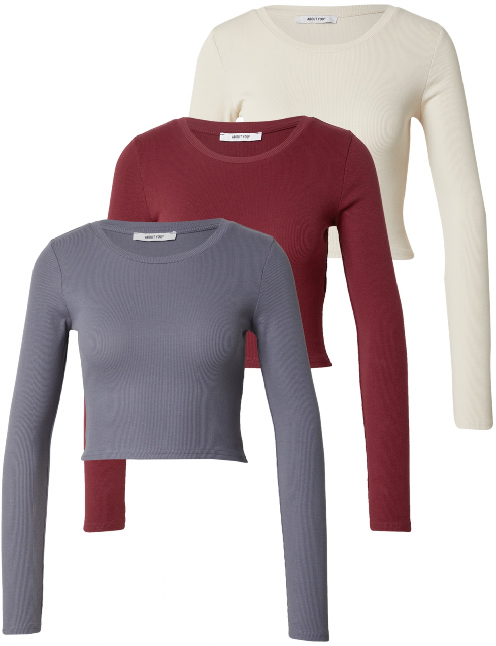 ABOUT YOU Tričko 'Loretta'  svetlobéžová / dymovo modrá / bordová