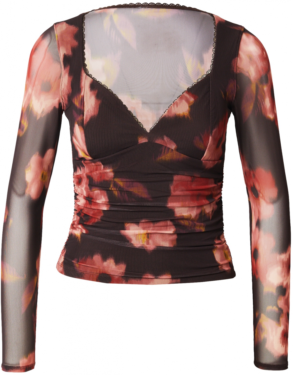 Abercrombie & Fitch Tričko 'ZOE'  čokoládová / zlatá žltá / pitaya / malinová