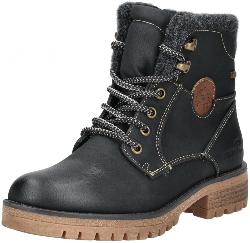 TOM TAILOR Šnurovacie členkové čižmy  hnedá / čierna