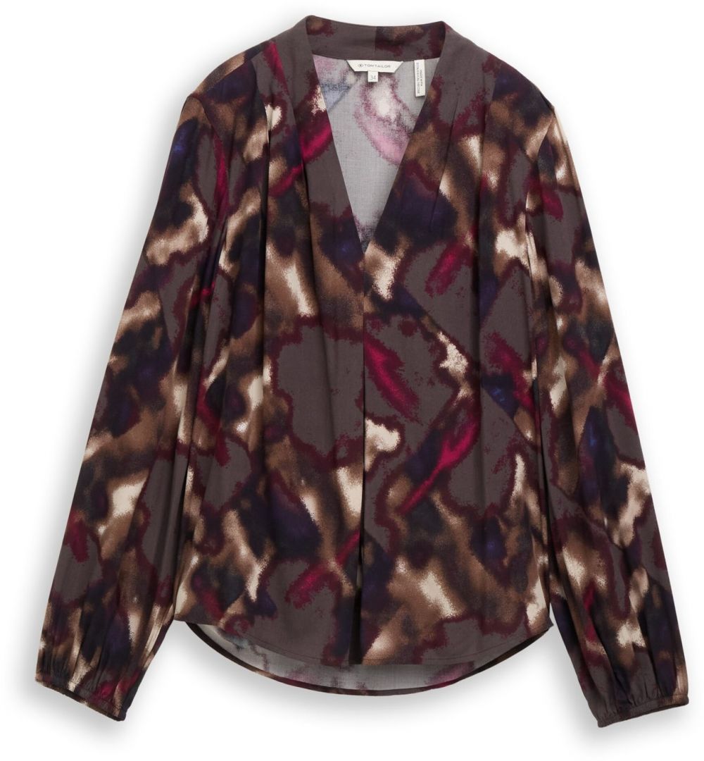 TOM TAILOR Blúzka  hnedá / tmavohnedá / farba lesného ovocia / biela