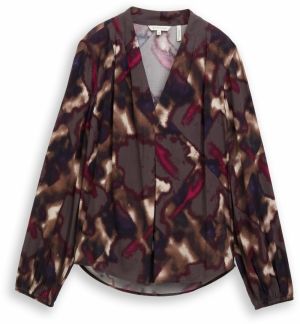 TOM TAILOR Blúzka  hnedá / tmavohnedá / farba lesného ovocia / biela