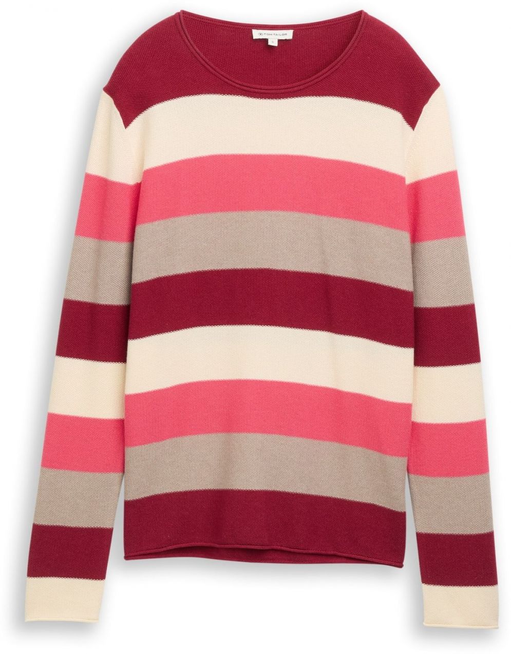 TOM TAILOR Sveter  slonová kosť / tmavošedá / bordová / svetločervená