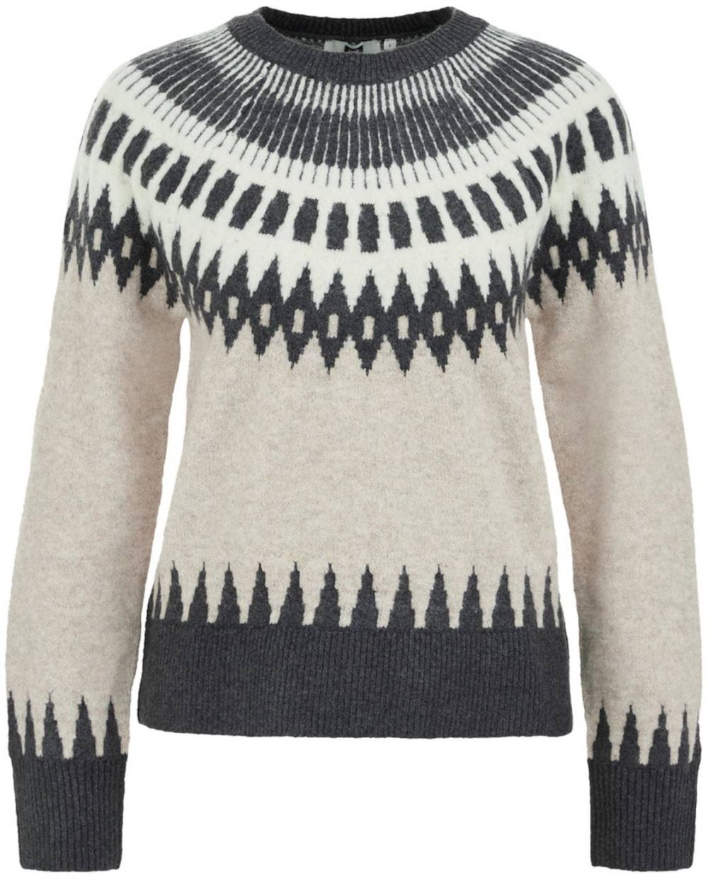 WE Fashion Sveter  sivobéžová / tmavosivá / biela